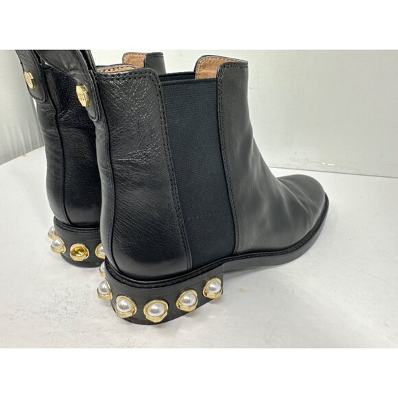 Louise Et Cie Valtina size 6.5 Black Leather Boots With Pearl Heels As Is - Picture 5 of 10